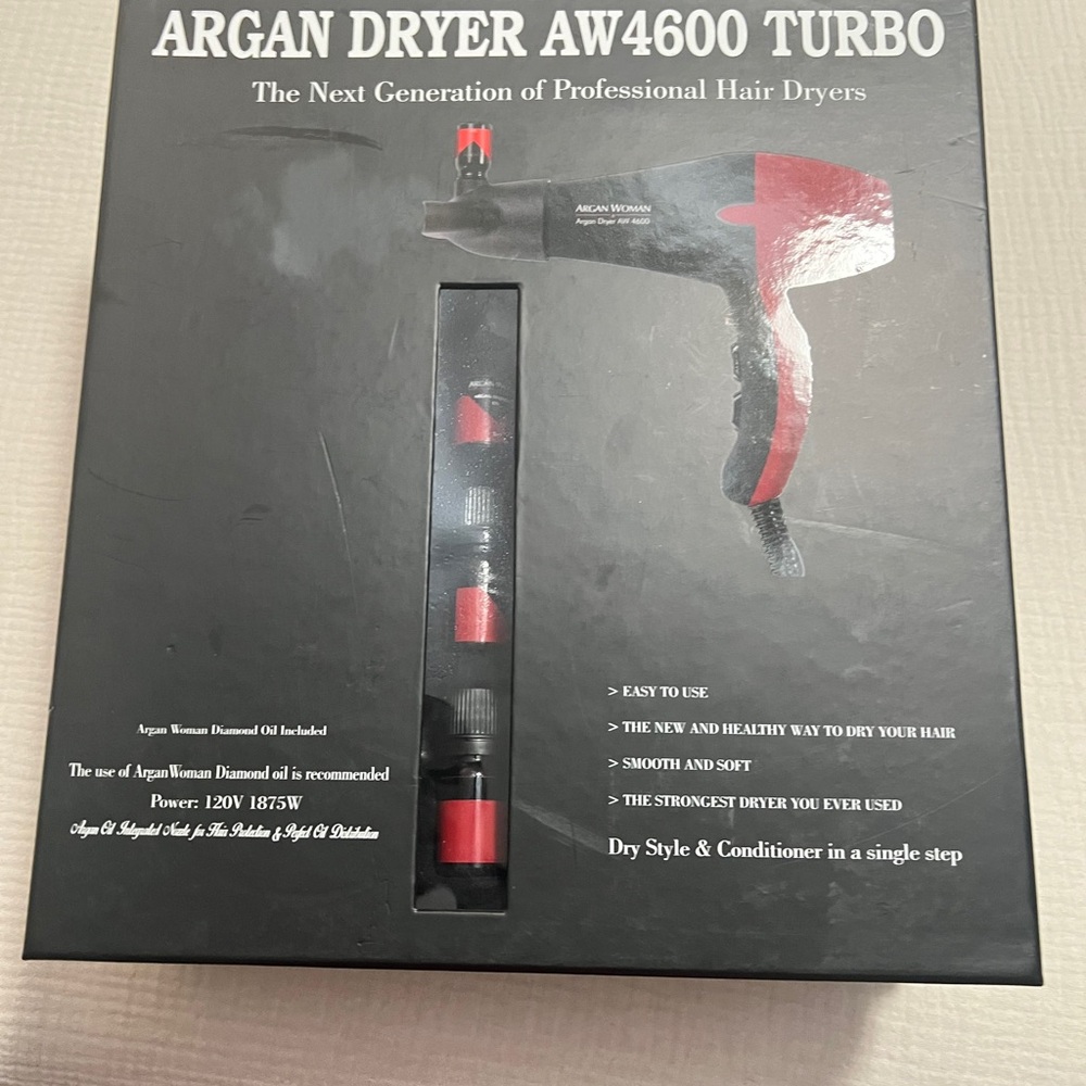 Argan Dryer AW4600 Turbo Hair Dryer - Black and Red